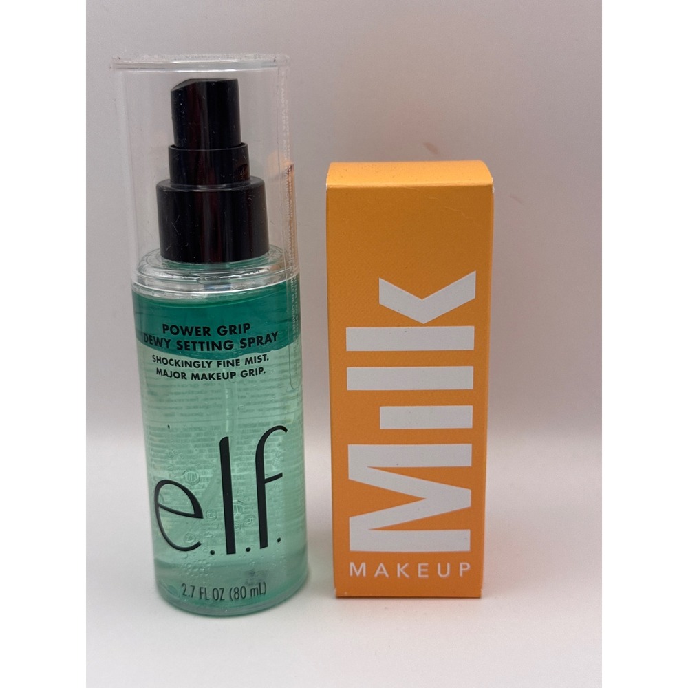 e.l.f. Power Grip Dewy Setting Spray & Milk Makeup Cloud‎ Glow Priming Foam Set